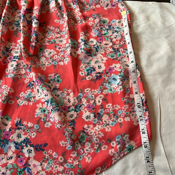 LC Lauren Conrad Coal Pink Floral Blouse Women’s XS Flutter Sleeve Round Neck - Picture 7 of 7